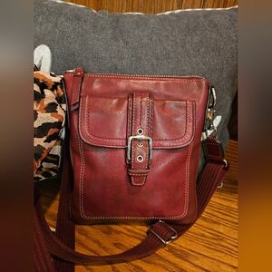 Vintage Coach Burgundy Hampton Swingpack Leather Crossbody Bag